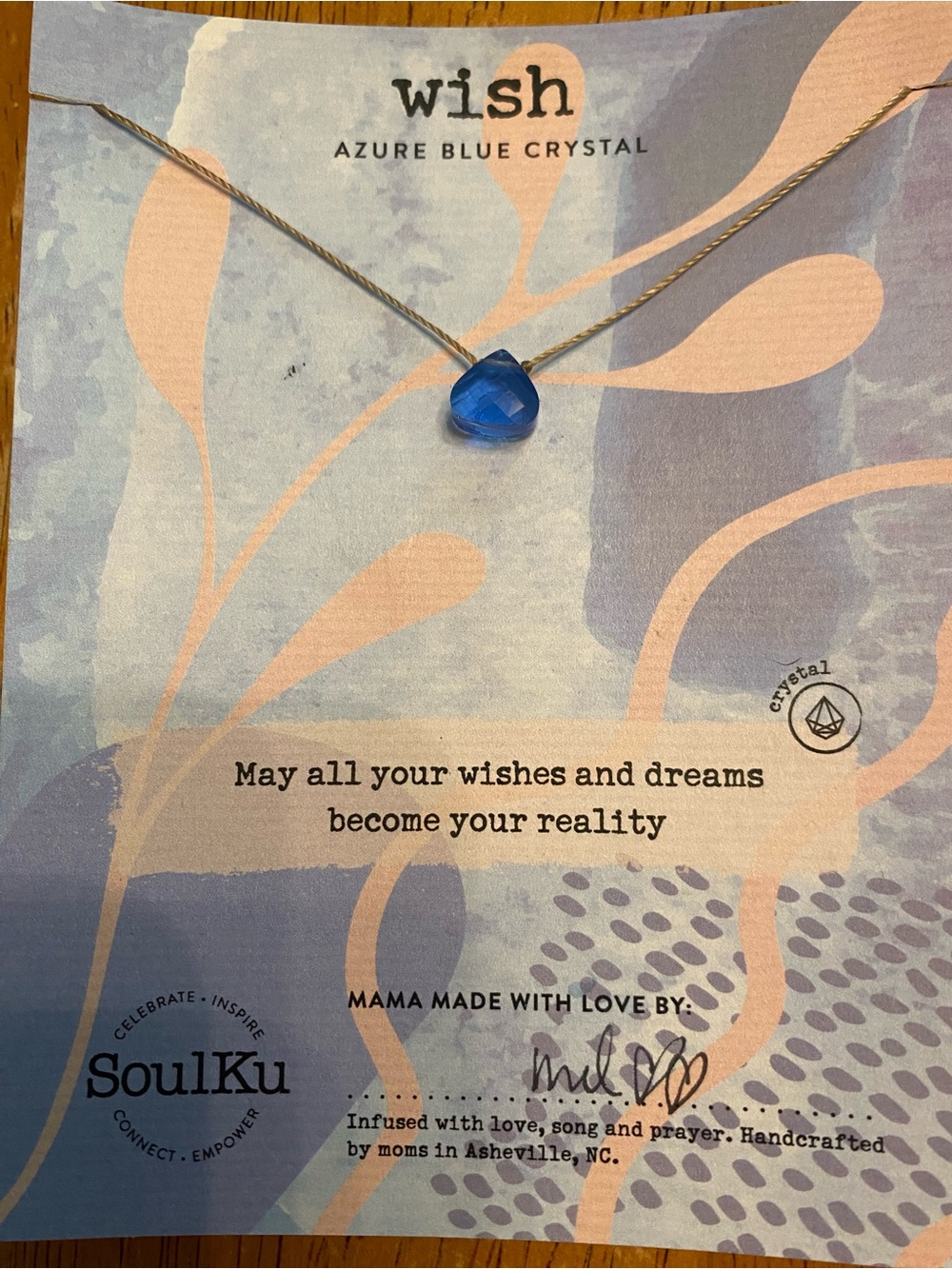 Azure Blue Crystal Necklace - Delicate Blue Pendant